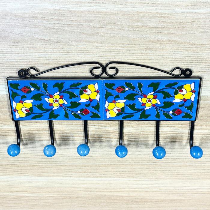 Colorful Ceramic &amp; Iron Key Holder with 6 Hooks