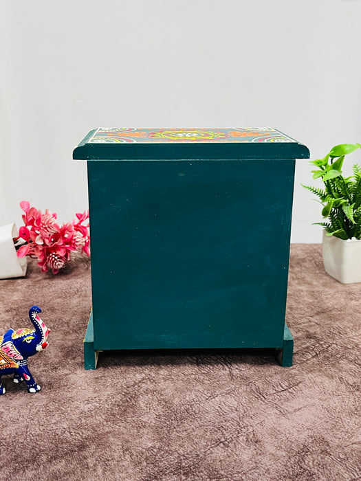 Handcrafted Wooden Painted Multi-Drawer Chest | Decorative Jewelry & Spice Storage Box