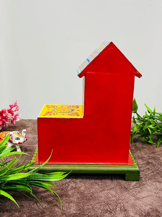 Handmade Wooden Hand-Painted House Shaped Drawer Chest – Colorful Jewelry & Trinket Organizer