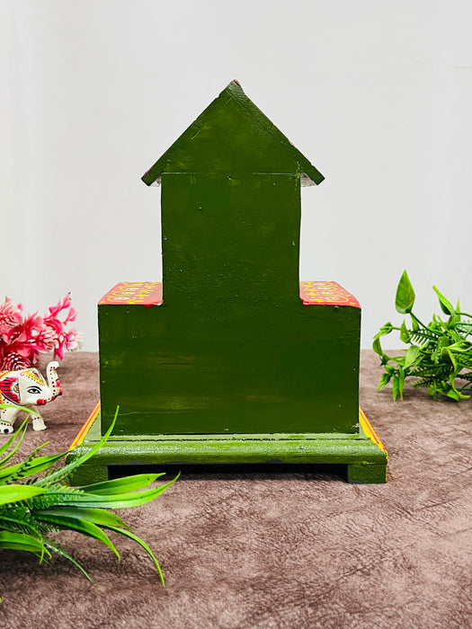 Handcrafted Wooden Painted 3-Drawer Chest | Decorative House-Shaped Jewelry & Storage Box