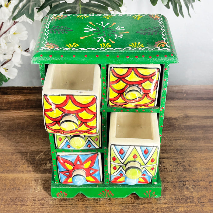 Hand Painted Wooden Ceramic Storage Box