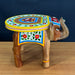 Handcrafted Embossed Painted Wooden Elephant Stool Showpiece