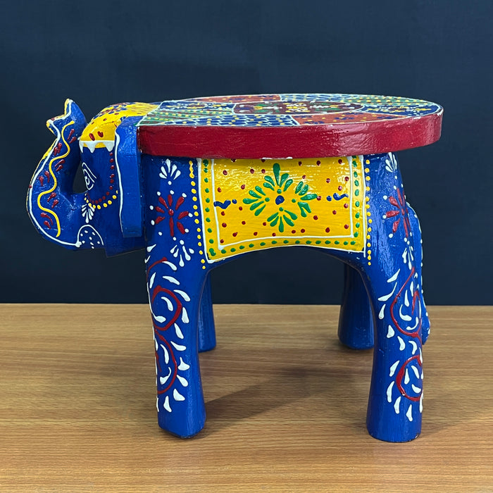 Multicolor Wooden Elephant Stool