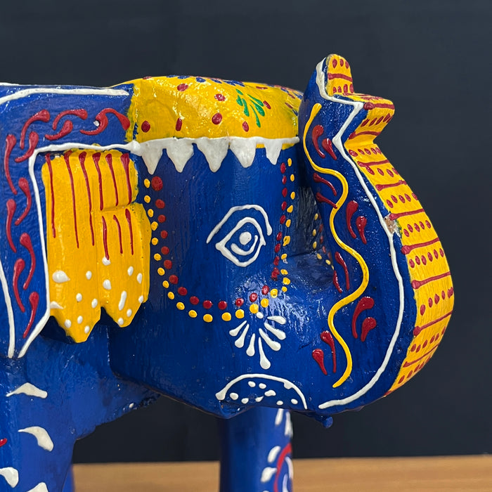 Handmade Multicolor Wooden Elephant Stool Decorative Showpiece