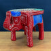 Handmade Red color Wooden Elephant Stool Decorative Showpiece