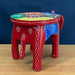 Handmade Red color Wooden Elephant Stool Decorative Showpiece