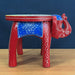 Handmade Red color Wooden Elephant Stool Decorative Showpiece