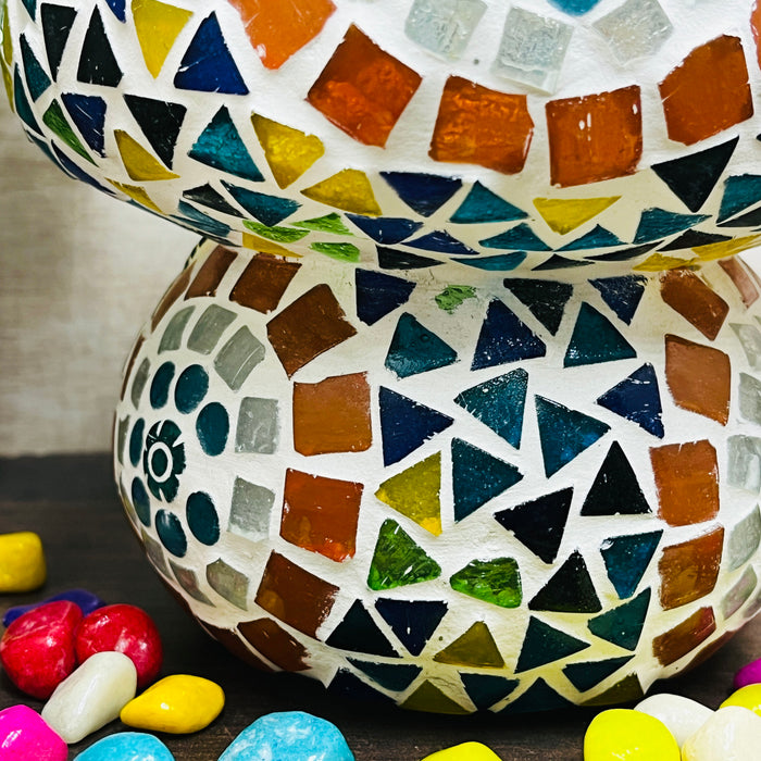 Handcrafted Multicolor Mosaic Glass Table Lamp – Artistic Round Pattern Home Decor Light