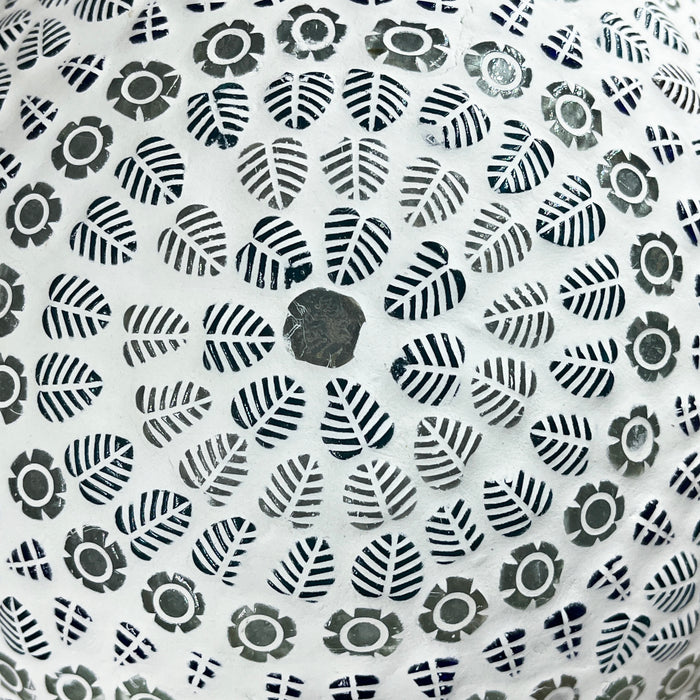Handcrafted Floral Pattern Hanging Lamp – White & Black Decorative Light for Home Décor
