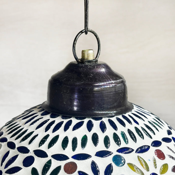 Handmade Mosaic Glass Hanging Lamp – Round Globe Pendant Light for Home & Cafe Decor
