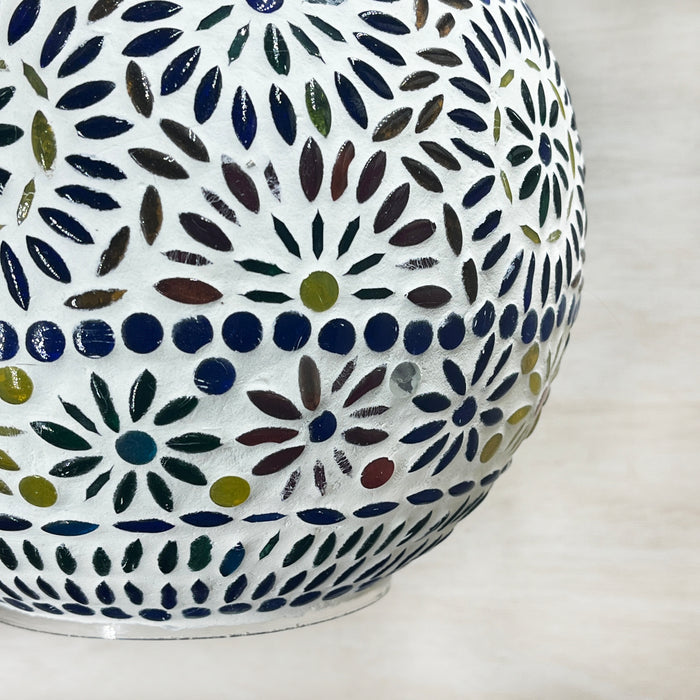 Handmade Mosaic Glass Hanging Lamp – Round Globe Pendant Light for Home & Cafe Decor