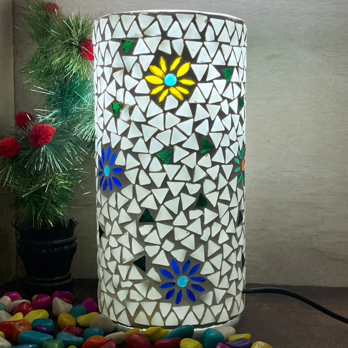 Handcrafted Mosaic Glass Flower Table Lamp – Multicolor Decorative Night Light