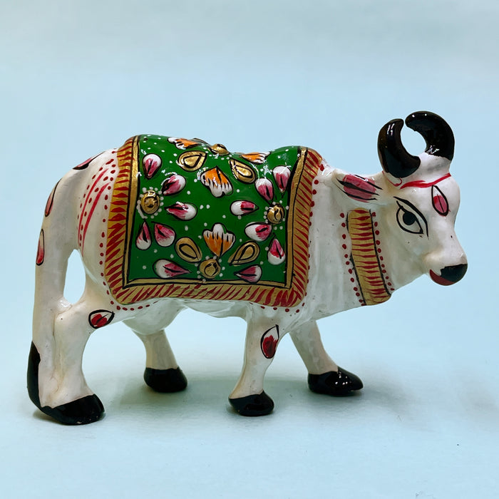 Handcrafted Decorative Wooden Cow Figurine with Traditional Hand-Painted Design | Home Décor