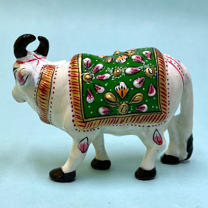 Handcrafted Decorative Wooden Cow Figurine with Traditional Hand-Painted Design | Home Décor