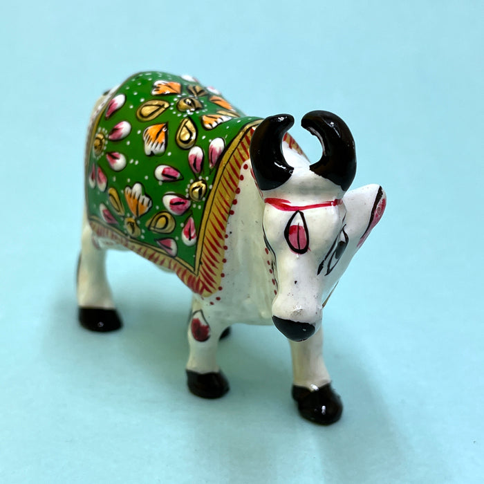 Handcrafted Decorative Wooden Cow Figurine with Traditional Hand-Painted Design | Home Décor