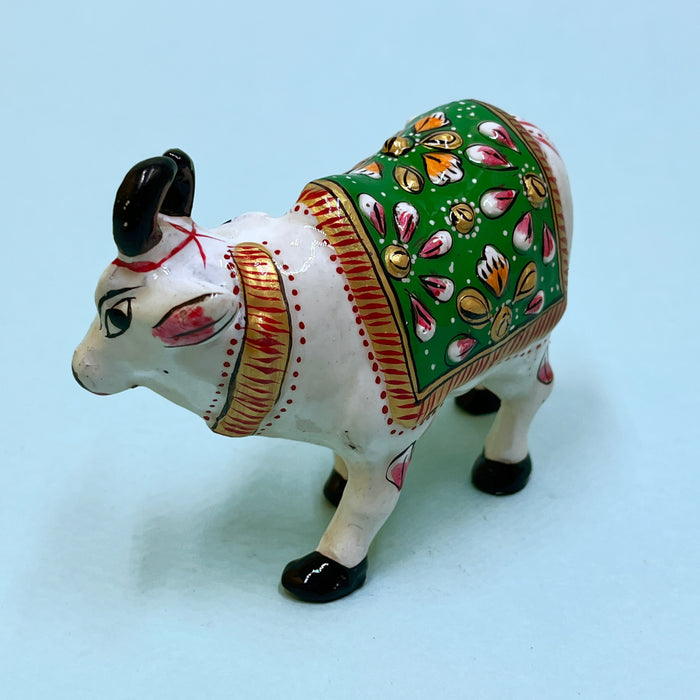 Handcrafted Decorative Wooden Cow Figurine with Traditional Hand-Painted Design | Home Décor