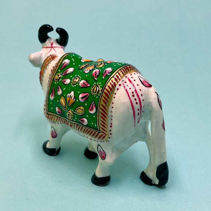 Handcrafted Decorative Wooden Cow Figurine with Traditional Hand-Painted Design | Home Décor