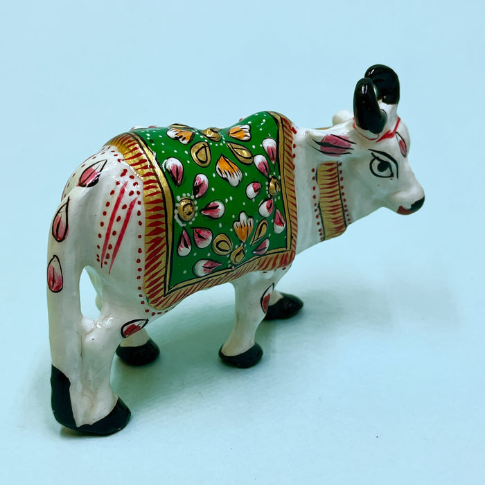 Handcrafted Decorative Wooden Cow Figurine with Traditional Hand-Painted Design | Home Décor