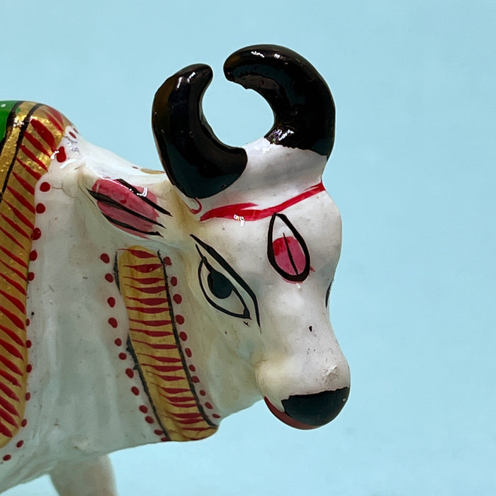 Handcrafted Decorative Wooden Cow Figurine with Traditional Hand-Painted Design | Home Décor