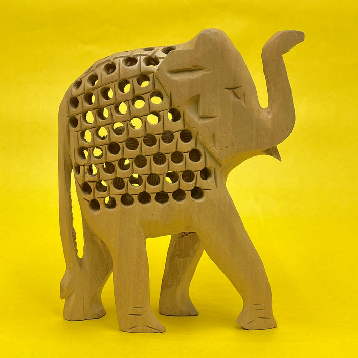 Handcrafted Wooden Elephant Showpiece with Intricate Carved Design | Home Décor