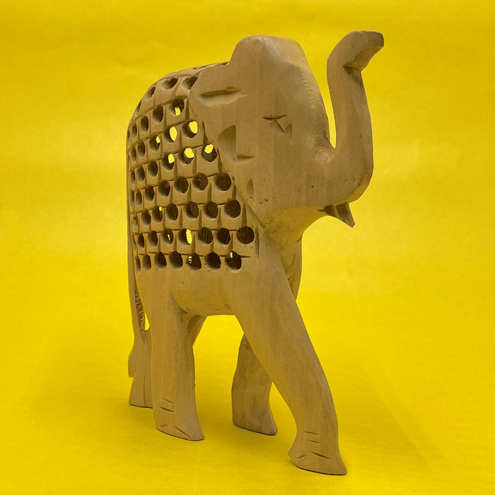 Handcrafted Wooden Elephant Showpiece with Intricate Carved Design | Home Décor