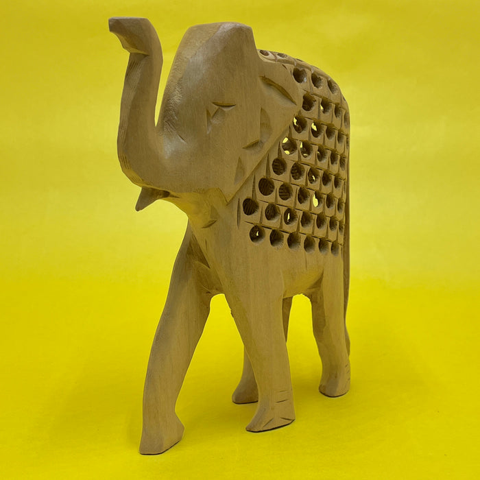 Handcrafted Wooden Elephant Showpiece with Intricate Carved Design | Home Décor