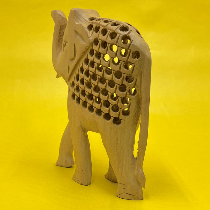 Handcrafted Wooden Elephant Showpiece with Intricate Carved Design | Home Décor