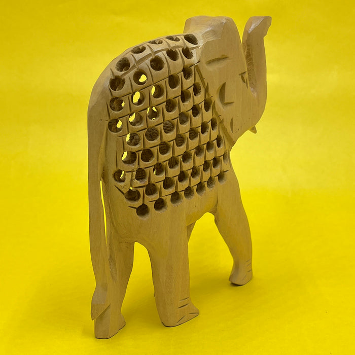 Handcrafted Wooden Elephant Showpiece with Intricate Carved Design | Home Décor