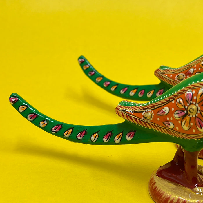 Handcrafted Green Parrot Showpiece Set with Artistic Detailing | Home Décor
