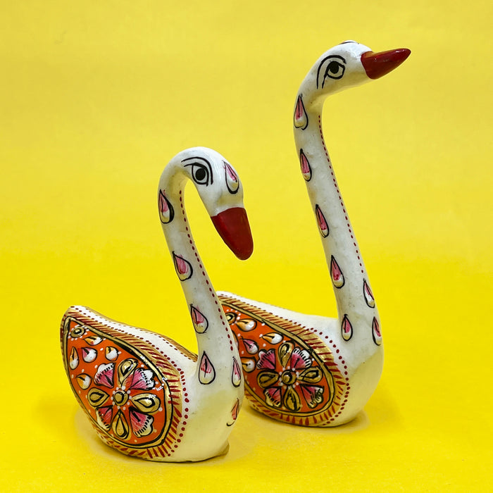 Handcrafted Decorative Wooden Swan Pair | Traditional Home Décor