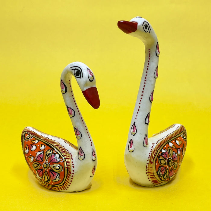 Handcrafted Decorative Wooden Swan Pair | Traditional Home Décor