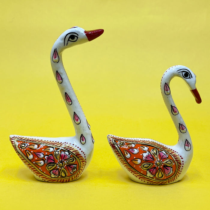 Handcrafted Decorative Wooden Swan Pair | Traditional Home Décor