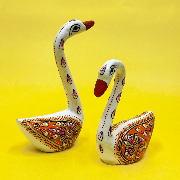 Handcrafted Decorative Wooden Swan Pair | Traditional Home Décor