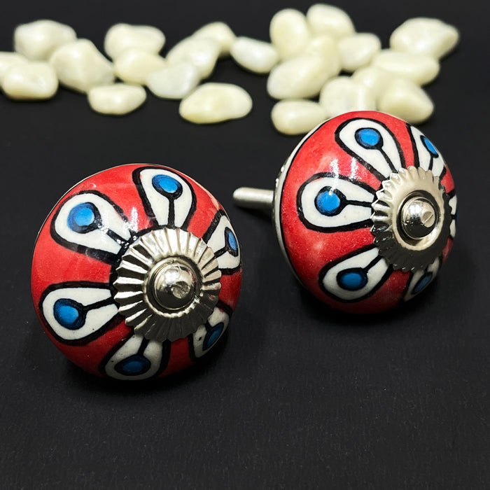 Handcrafted Ceramic Cabinet Knobs with Floral Design | Decorative Drawer Handles