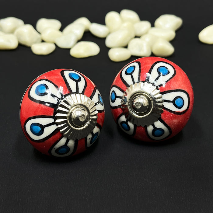Handcrafted Ceramic Cabinet Knobs with Floral Design | Decorative Drawer Handles