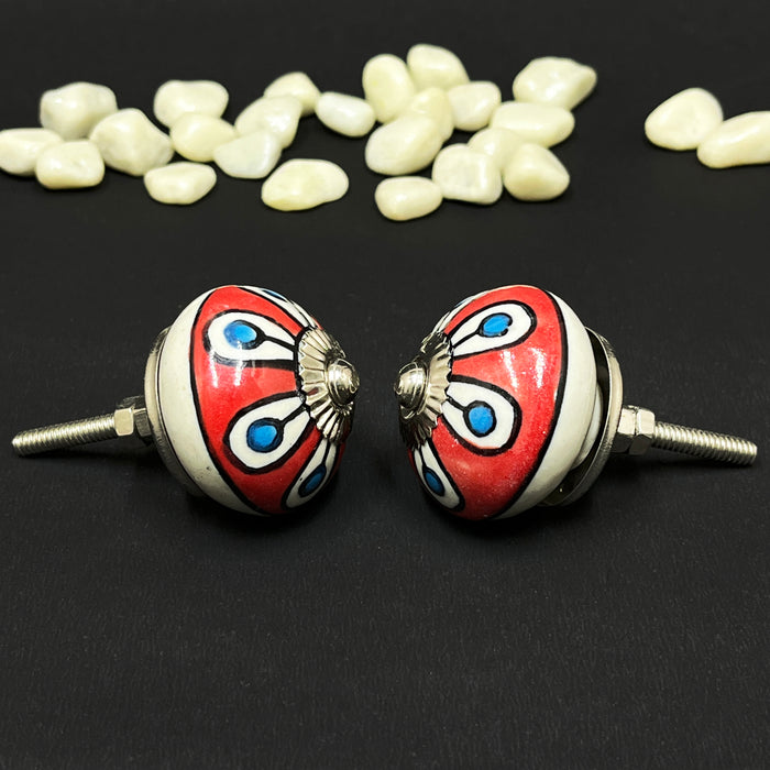 Handcrafted Ceramic Cabinet Knobs with Floral Design | Decorative Drawer Handles