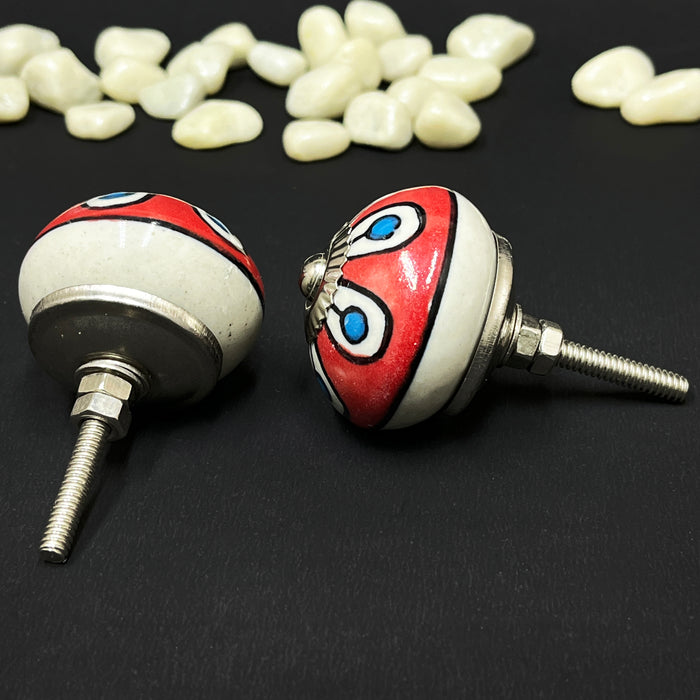 Handcrafted Ceramic Cabinet Knobs with Floral Design | Decorative Drawer Handles