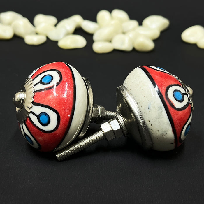 Handcrafted Ceramic Cabinet Knobs with Floral Design | Decorative Drawer Handles