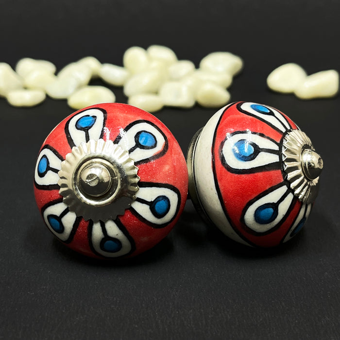 Handcrafted Ceramic Cabinet Knobs with Floral Design | Decorative Drawer Handles
