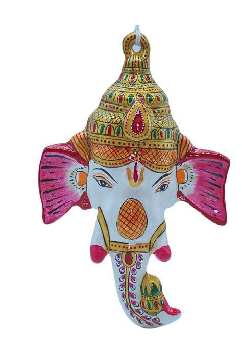 Handmade Metal Meenakari Ganesha Face Mask For Wall Decor