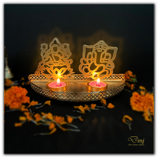 Lord Ganesha and Laxmi Shadow Tea Light Holder Online