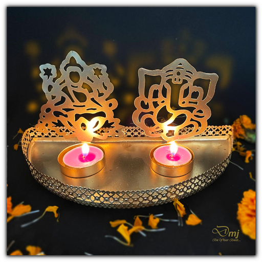 Lord Ganesha and Laxmi Shadow Tea Light Holder Online