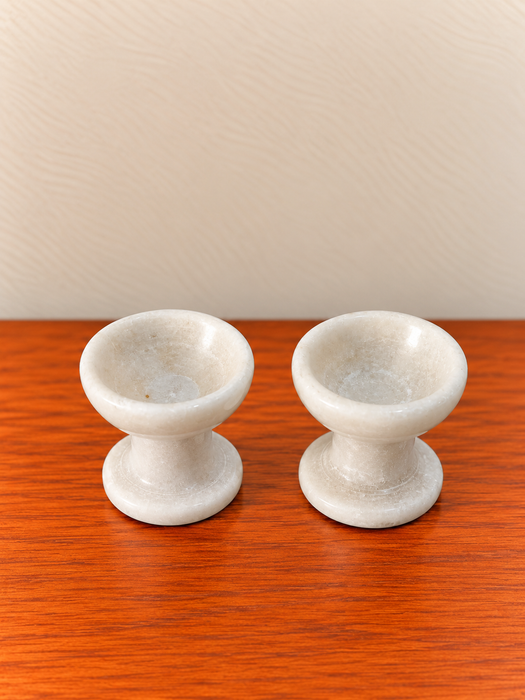 White Marble Diya Set of 4, Elegant Traditional Marble Oil Lamps for Pooja