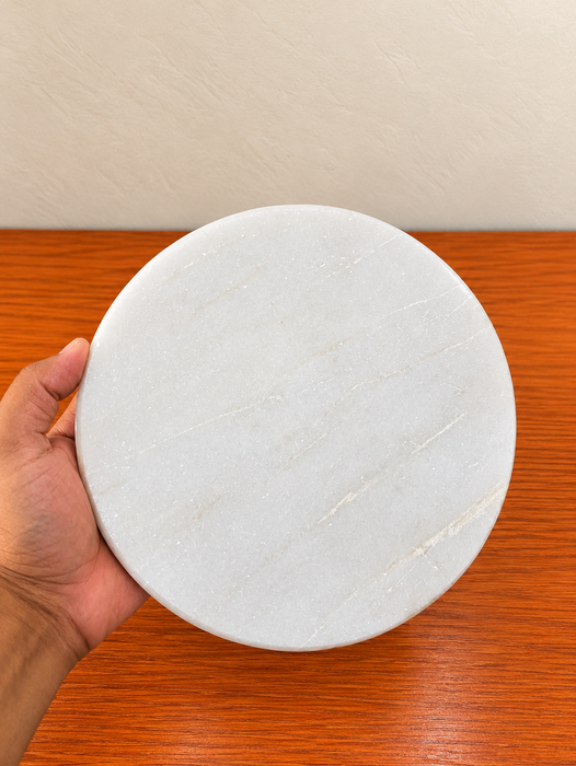 White Marble Chakla Belan Set, Round Rolling Board with White Marble Rolling Pin