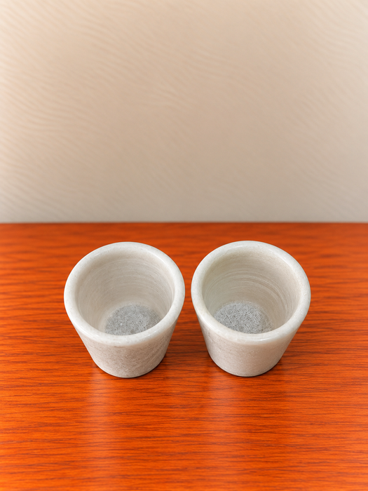 White Marble Glass Set of 2, Small Size Elegant Drinking Cups