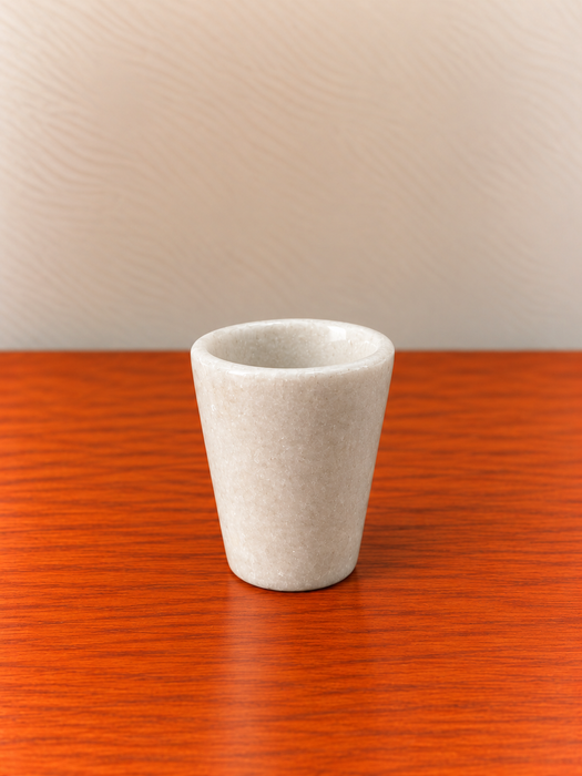 White Marble Glass Set of 2, Small Size Elegant Drinking Cups