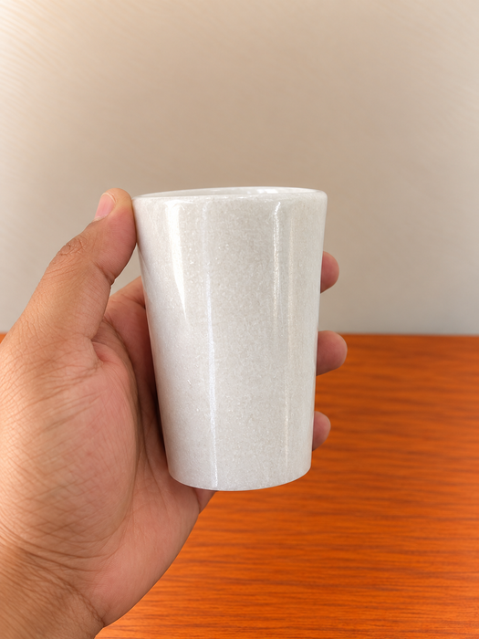 White Marble Glass Set of 2, Medium Size Elegant Drinking Cups