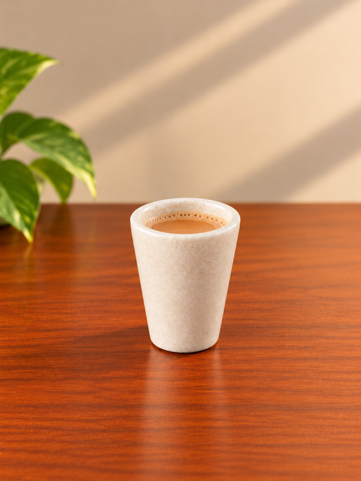 White Marble Glass Set of 2, Small Size Elegant Drinking Cups