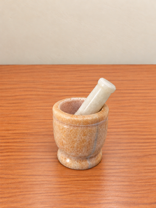 Handcrafted Marble Imam Dasta Mortar and Pestle, Traditional Kitchen & Pooja Accessory