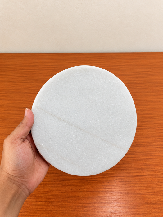 White Marble Chakla Belan Set, Elegant Marble Rolling Board and Rolling Pin
